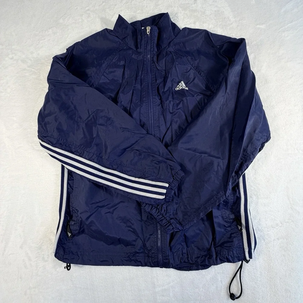Vintage Adidas Jacket Men's Sz M Navy Blue Track Windbreaker‎ Y2K